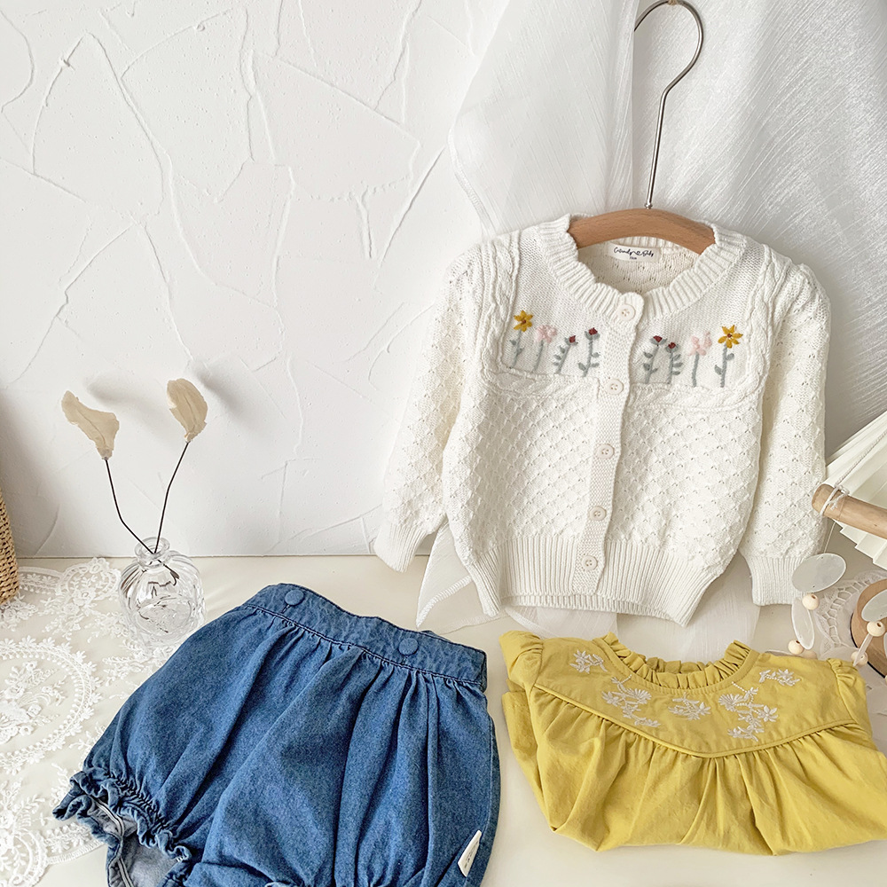 Girls' Embroidered Cardigan Sweater Image 6