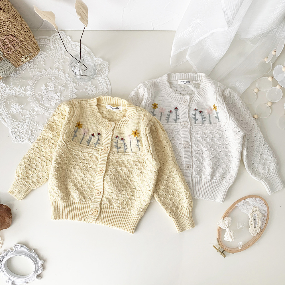 Girls' Embroidered Cardigan Sweater Image 4