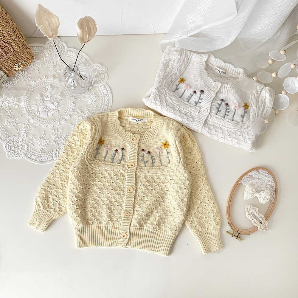 Girls' Embroidered Cardigan Sweater Image 2
