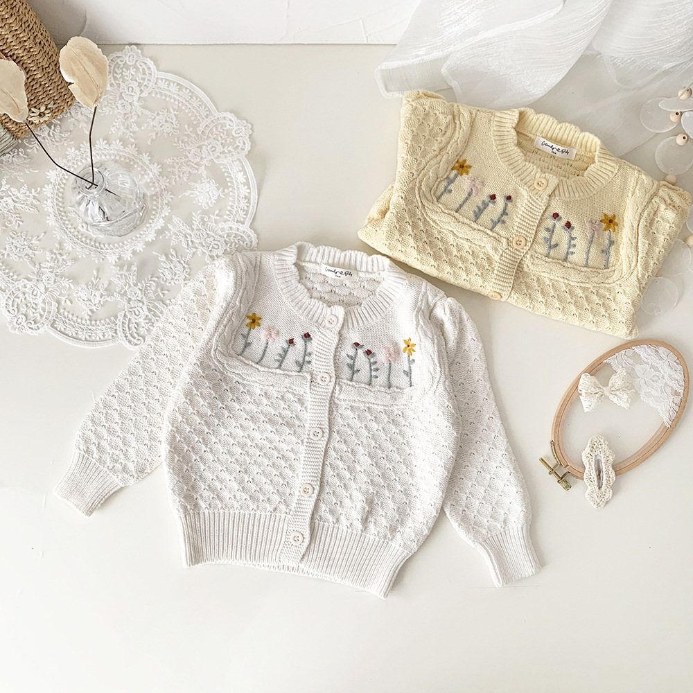 Girls' Embroidered Cardigan Sweater Image 3