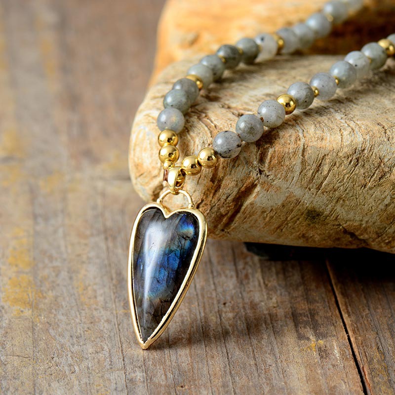 Labradorite Love Pendant Necklace Detail 2