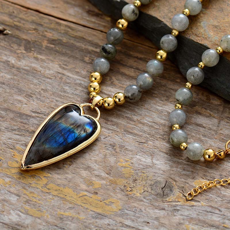 Labradorite Love Pendant Necklace Detail 5