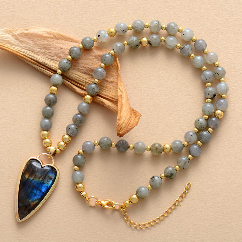 Labradorite Love Pendant Necklace Detail 3