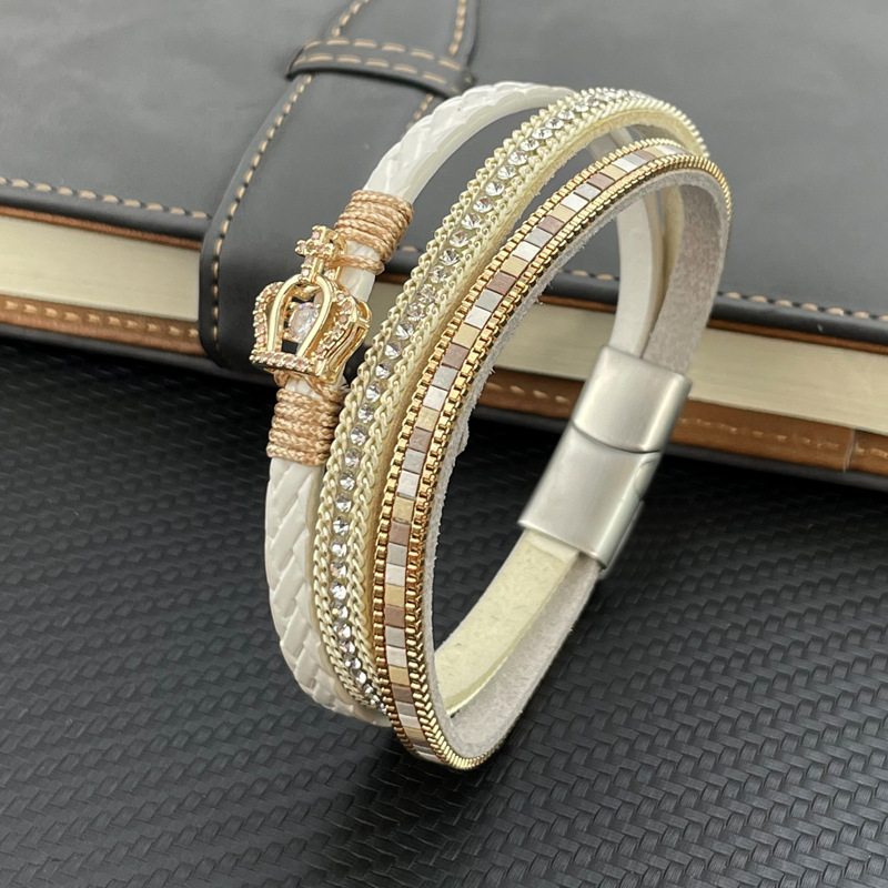 Fashion Female Bracelet Crown Leather Image 4