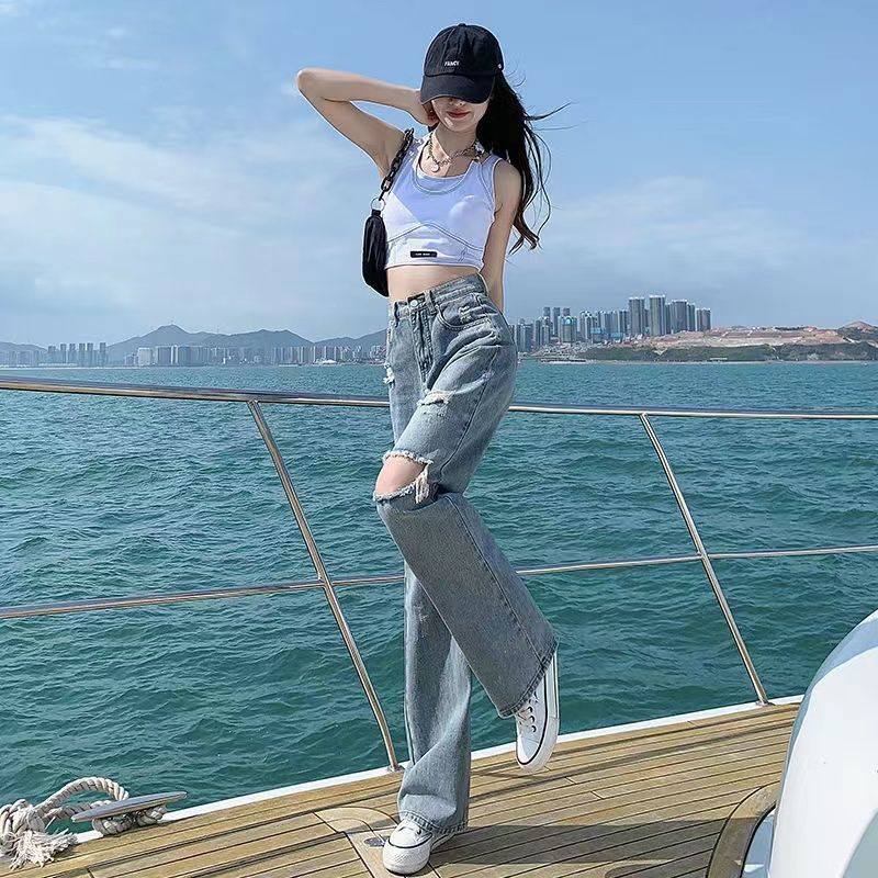 Ripped Jeans Women's High Waist Image 6