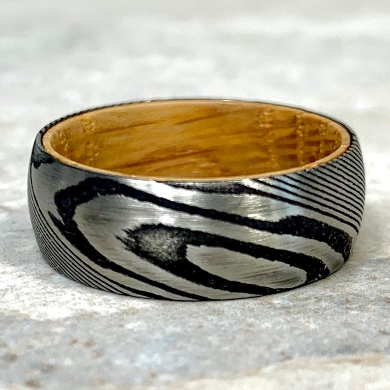 Detail of Grey Ceramic Deer Antler Men's Ring
