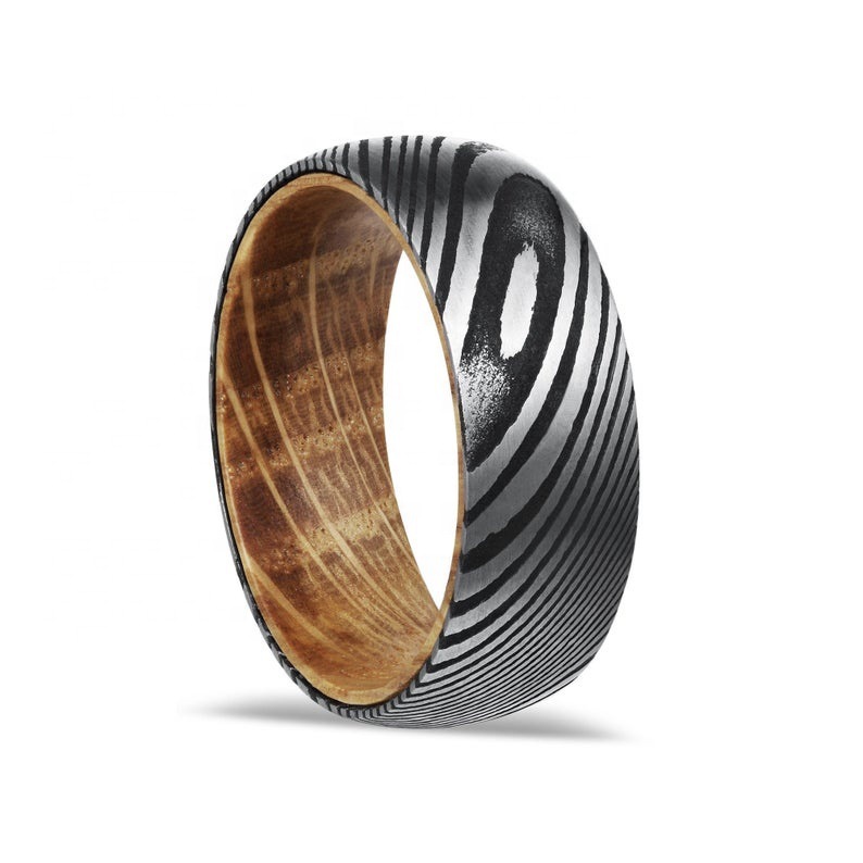 Close up of Grey Ceramic Deer Antler Men's Ring