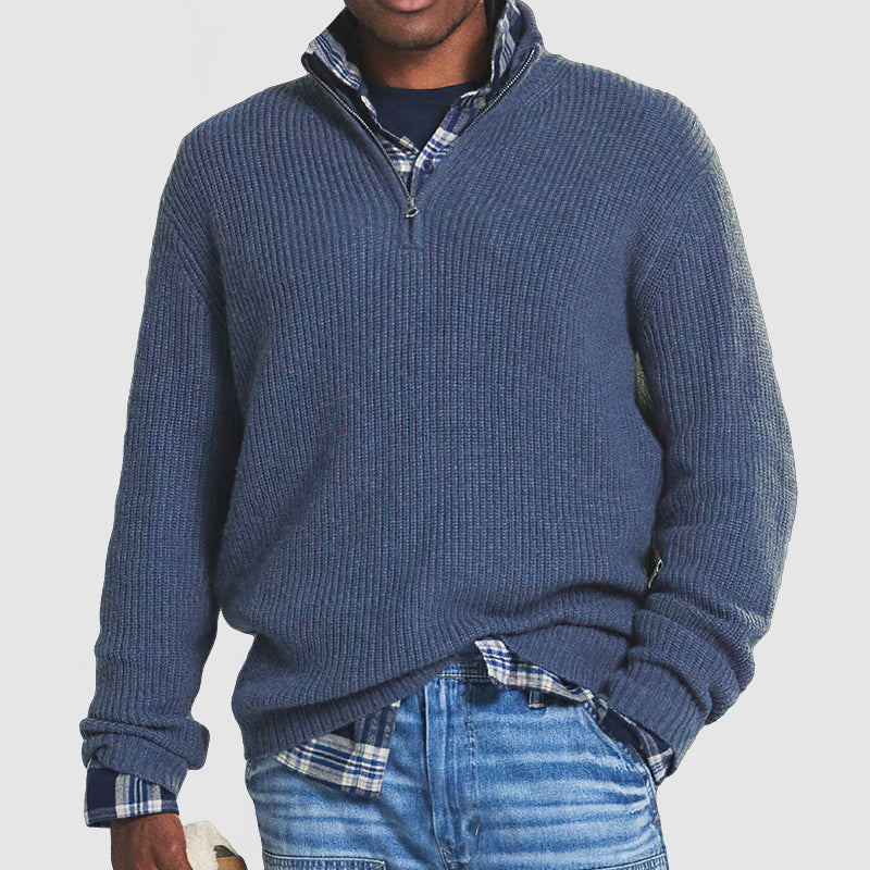Men's Casual Loose Zip Stand Collar Sweater - Image 3