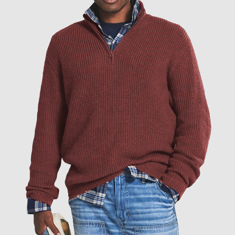 Men's Casual Loose Zip Stand Collar Sweater - Image 2