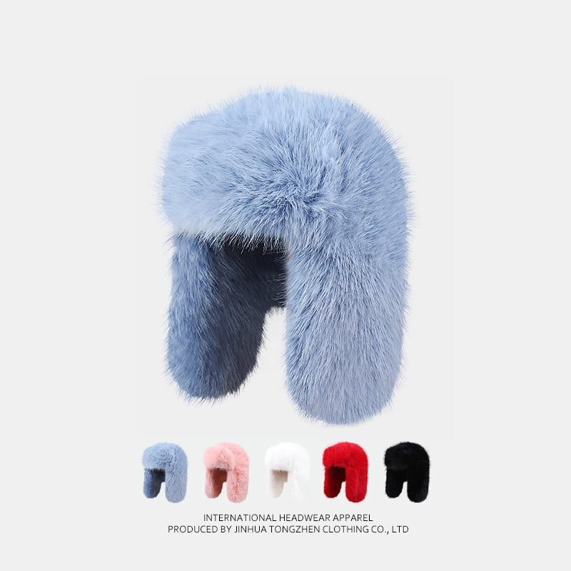 Blue Velvet Ushanka Hat Image 2