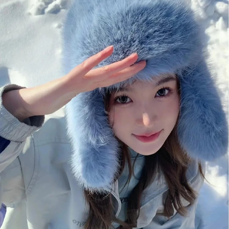 Blue Velvet Ushanka Hat Image 1