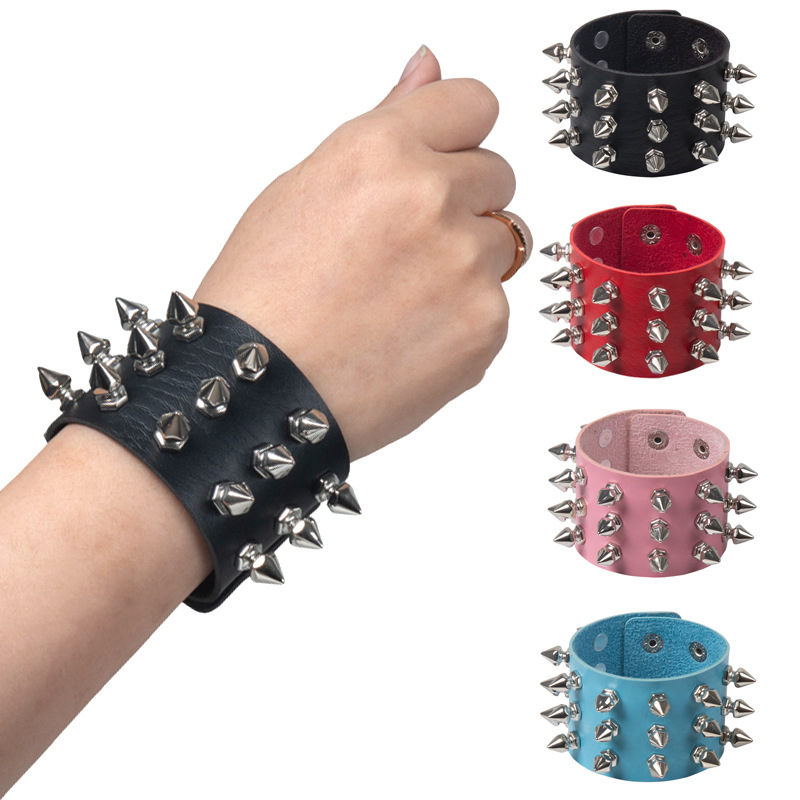 Punk Exaggerated Pointed Rivet Bracelet Image 1