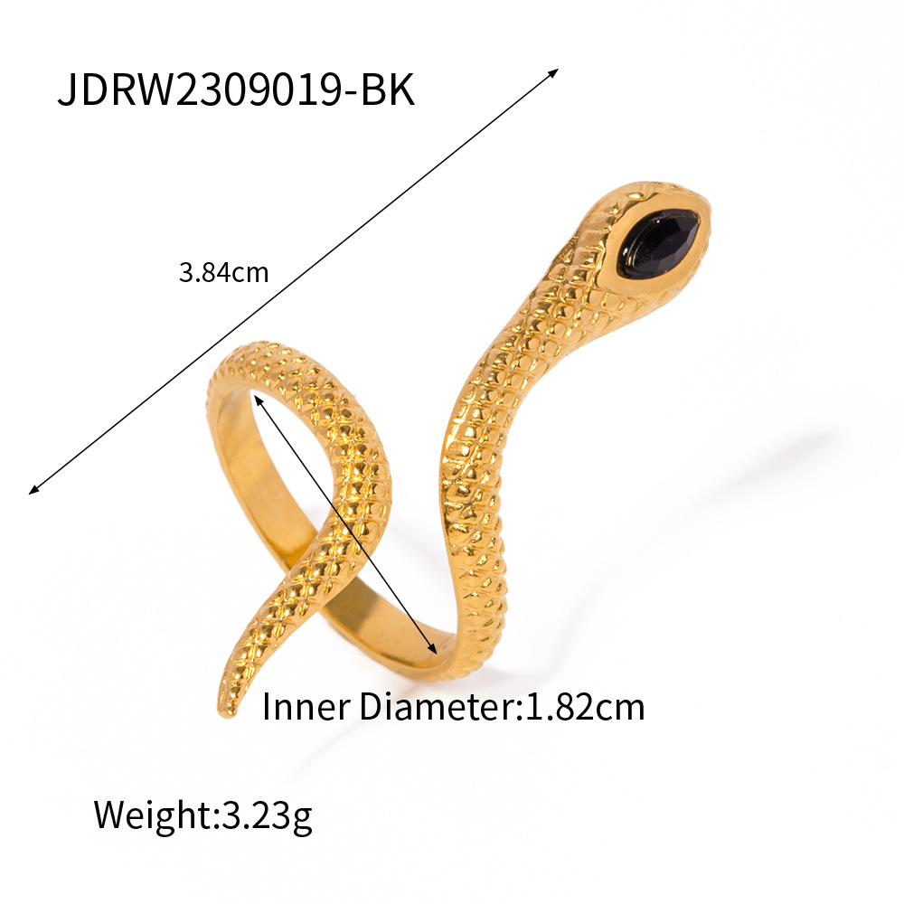 Stainless Steel Inlaid Zircon Snake Eye-catching Ring 6