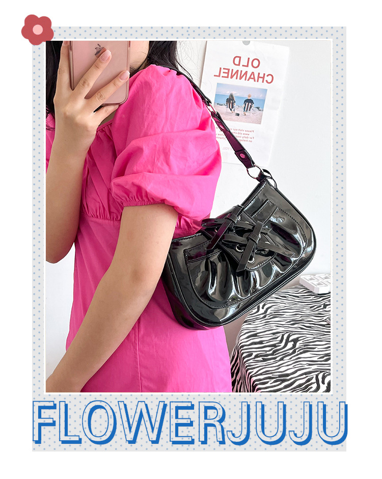 Cute Girl Patent Leather Bow Bag