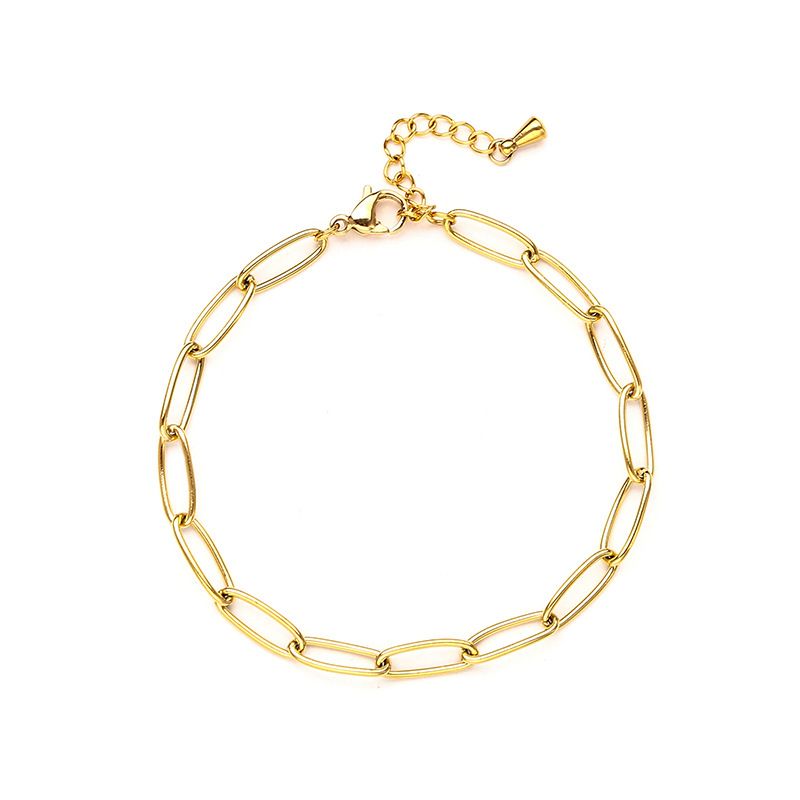 Oval Chain Gold Stainless Steel Bracelet Image 7
