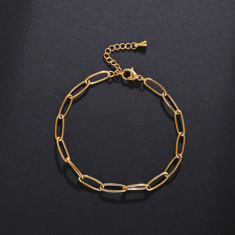Oval Chain Gold Stainless Steel Bracelet Image 2