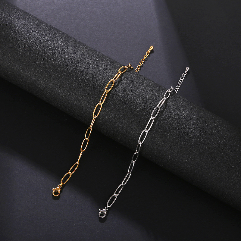Oval Chain Gold Stainless Steel Bracelet Image 5