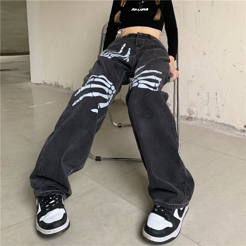 Vintage Print Loose Slim Jeans 8