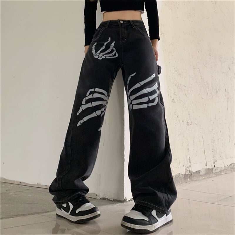 Vintage Print Loose Slim Jeans 1
