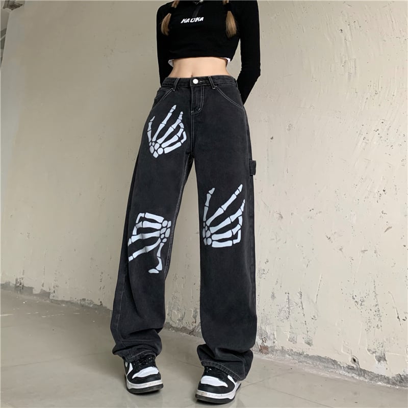 Vintage Print Loose Slim Jeans 3
