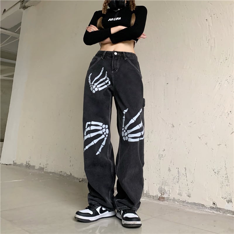 Vintage Print Loose Slim Jeans 6
