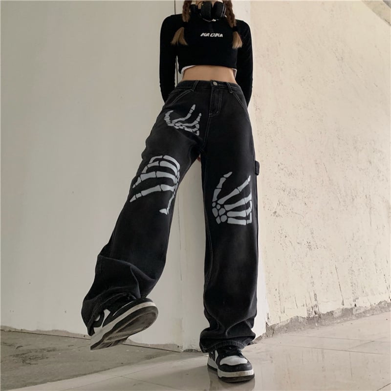 Vintage Print Loose Slim Jeans 10