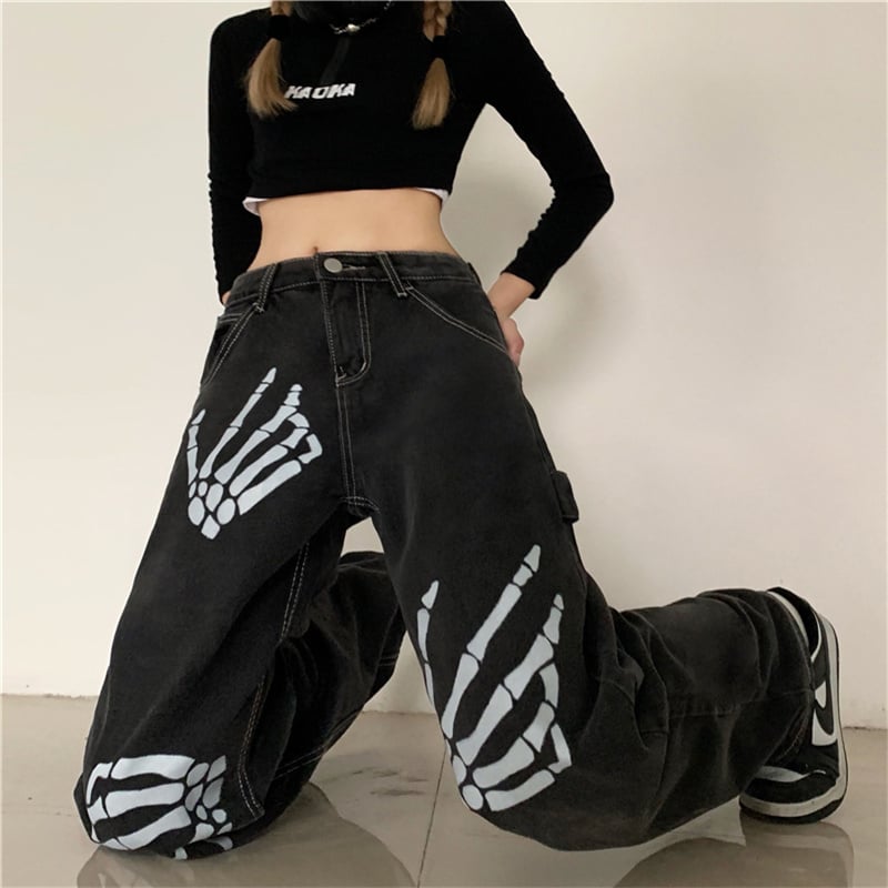 Vintage Print Loose Slim Jeans 9