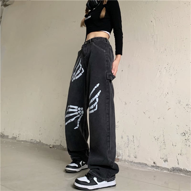 Vintage Print Loose Slim Jeans 4