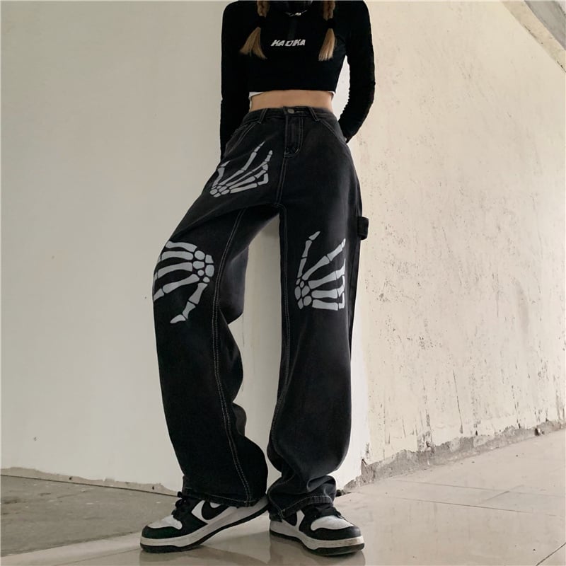 Vintage Print Loose Slim Jeans 5