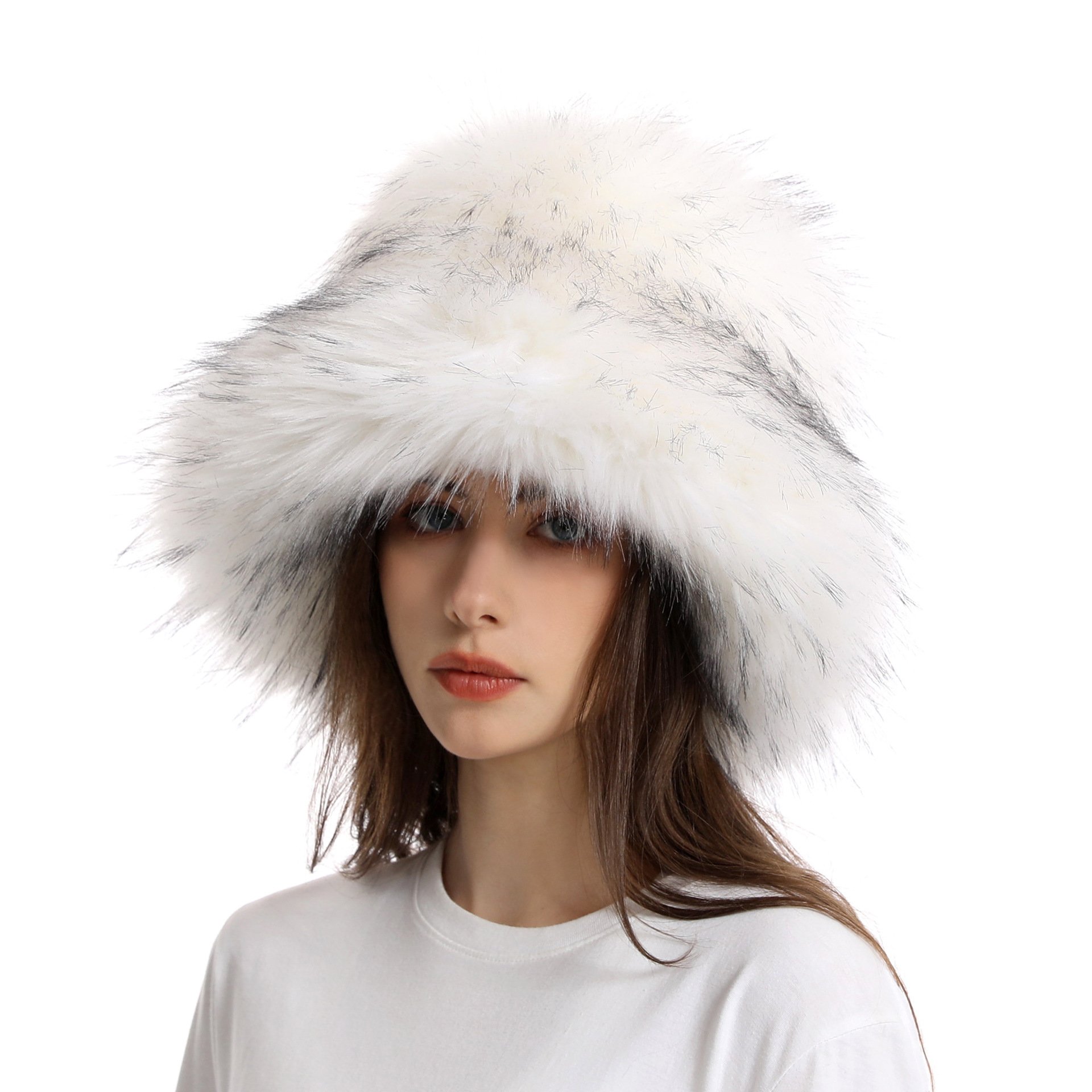 Winter Warm Thickened Faux Fur Straw Hat 4