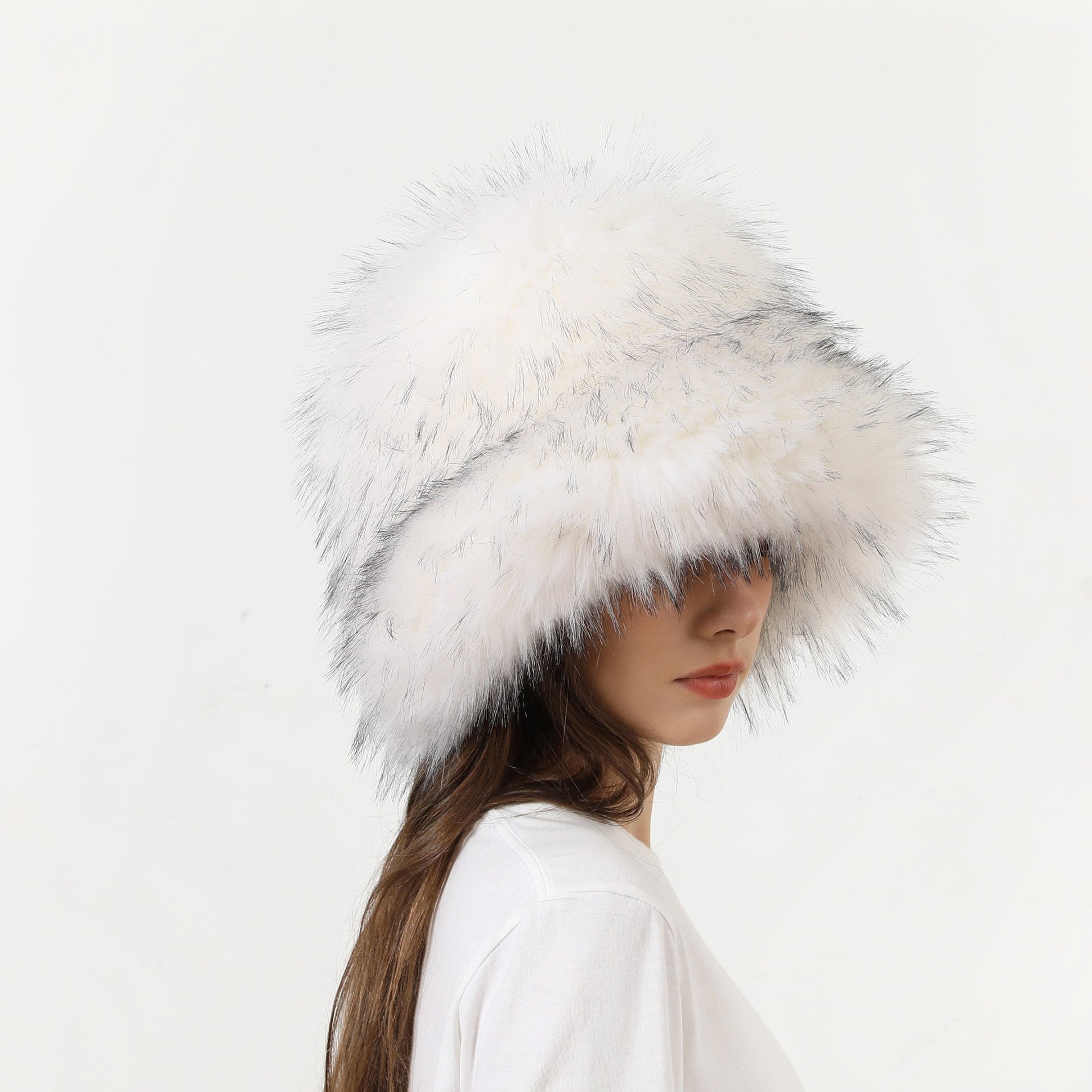 Winter Warm Thickened Faux Fur Straw Hat 1