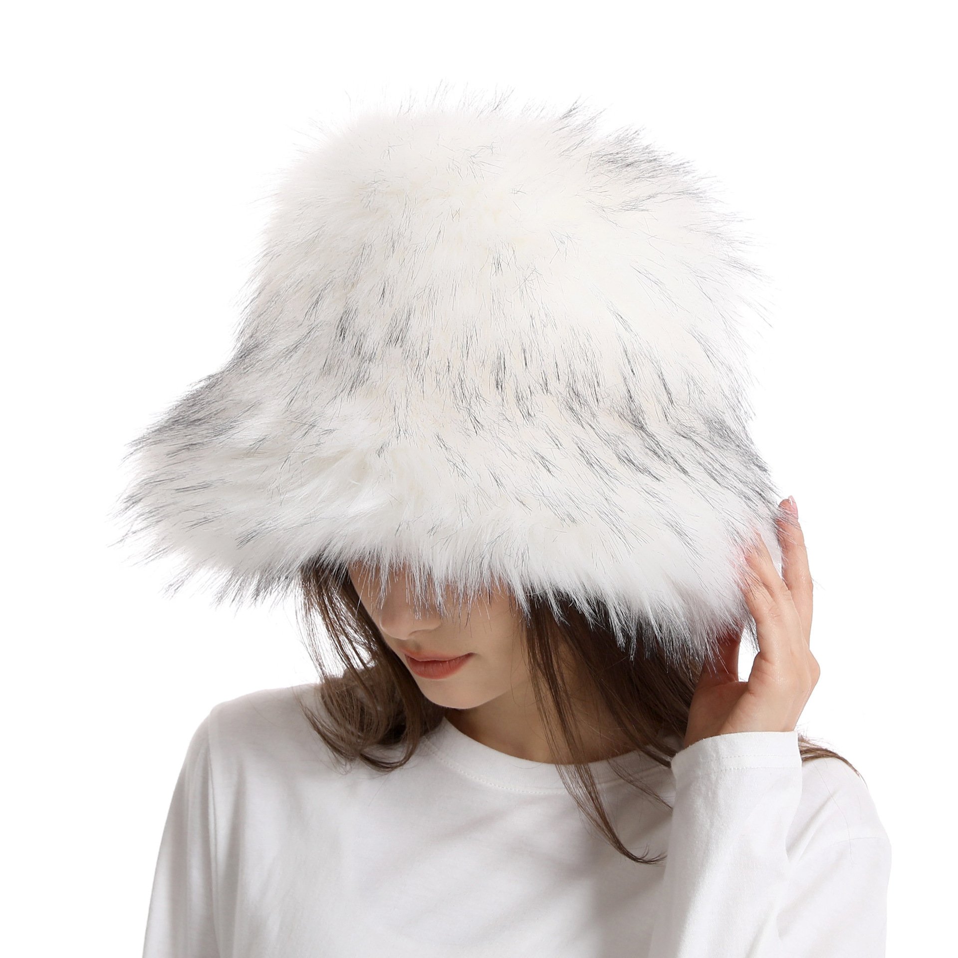Winter Warm Thickened Faux Fur Straw Hat 3