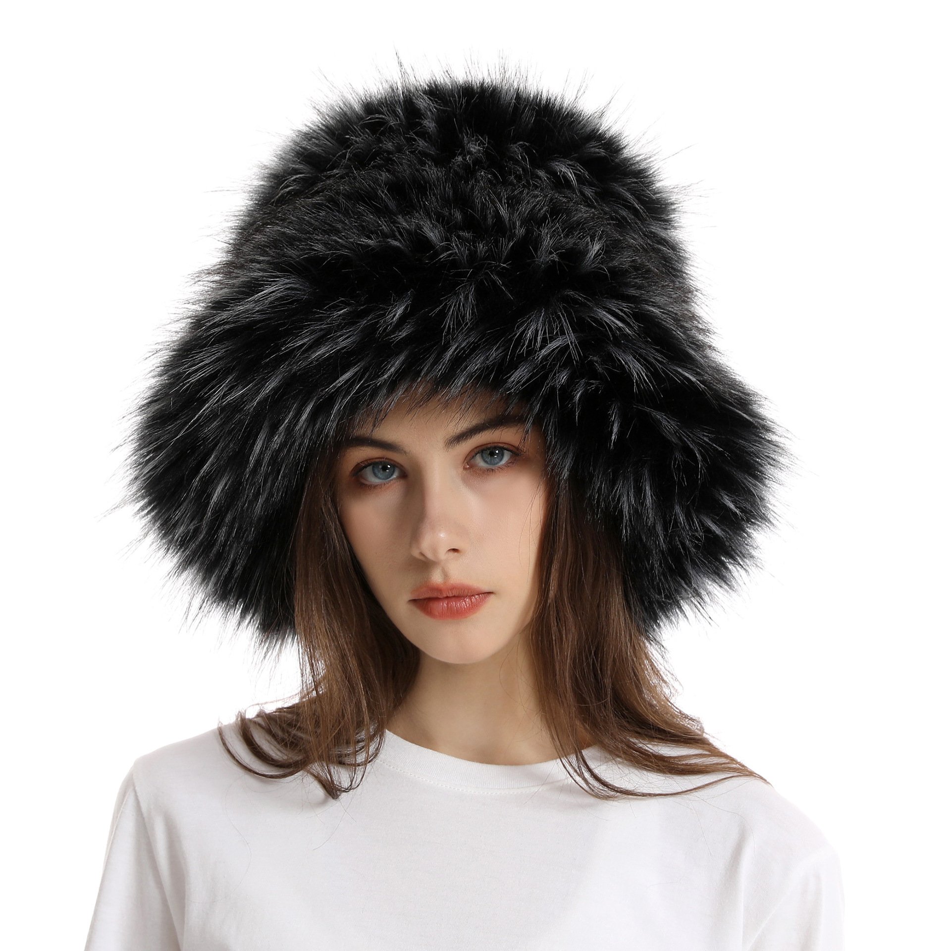 Winter Warm Thickened Faux Fur Straw Hat 7