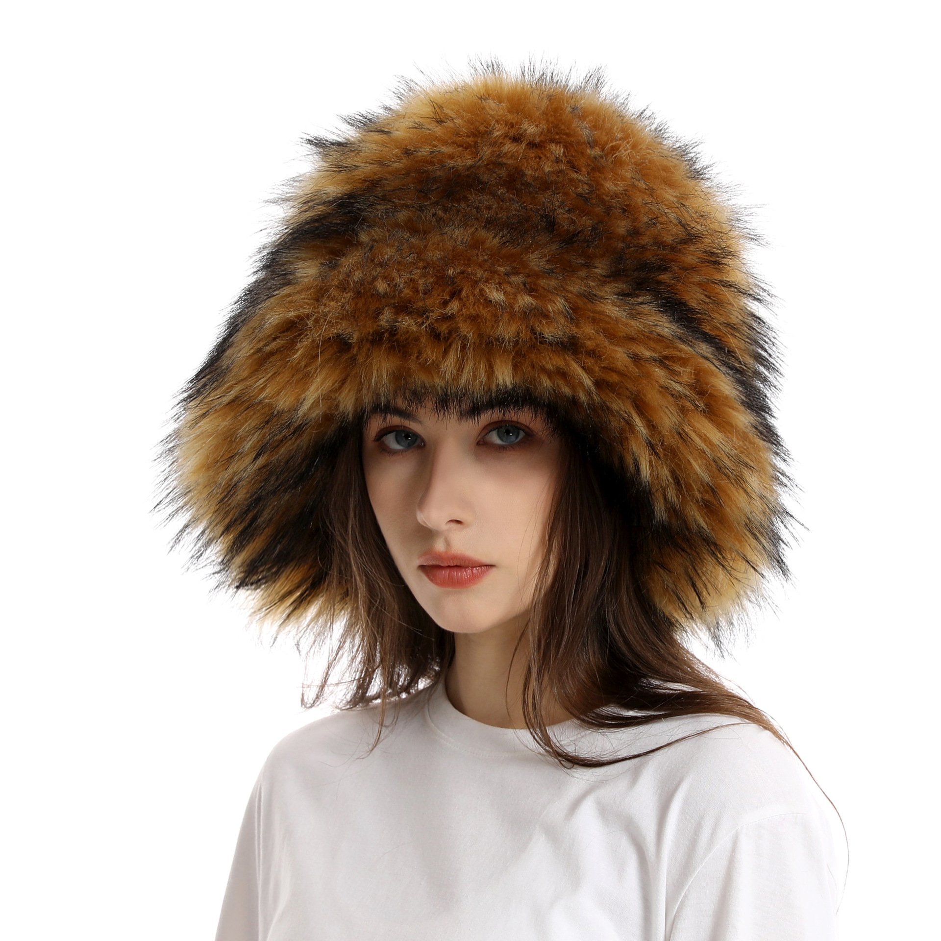Winter Warm Thickened Faux Fur Straw Hat 8