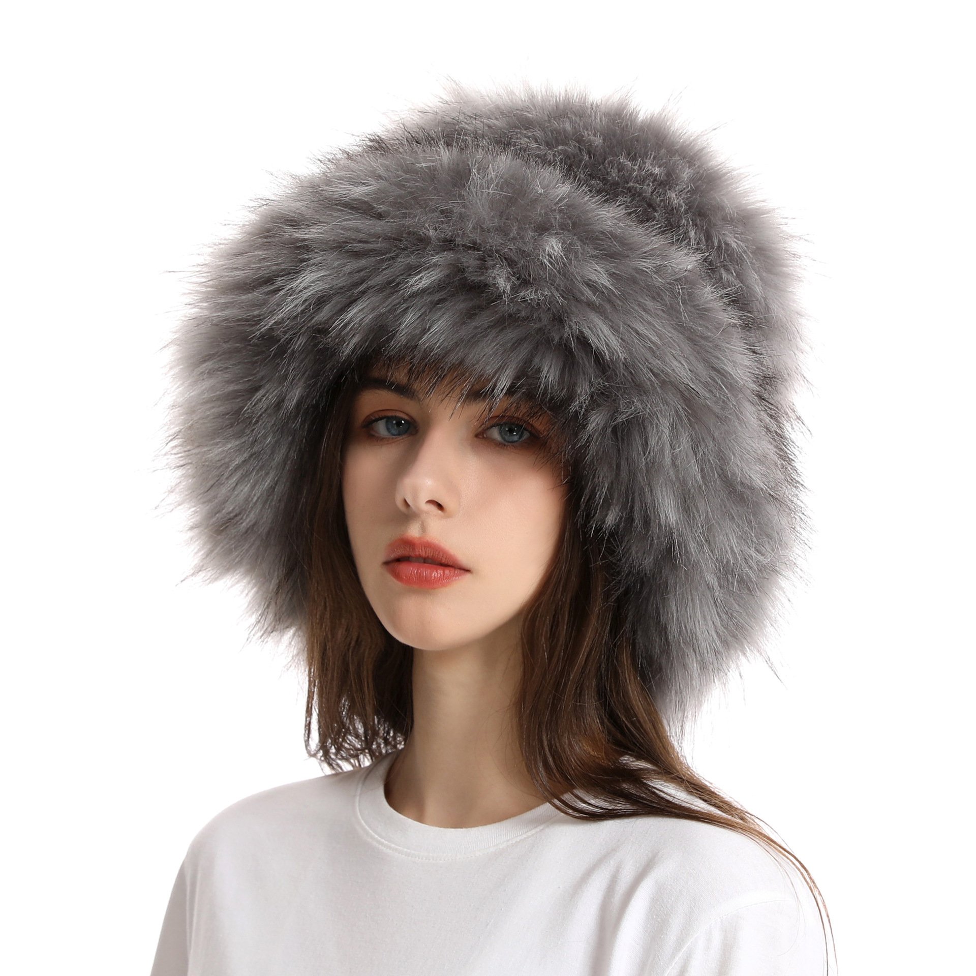 Winter Warm Thickened Faux Fur Straw Hat 5