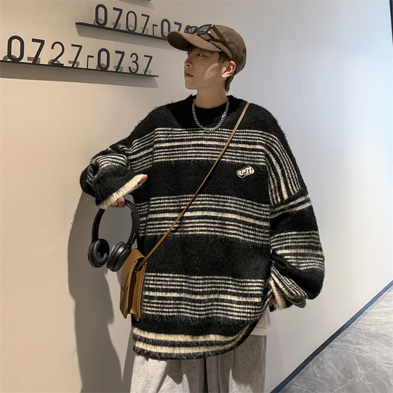 Men's Stylish Retro Minimalism Striped Sweater - Image 2