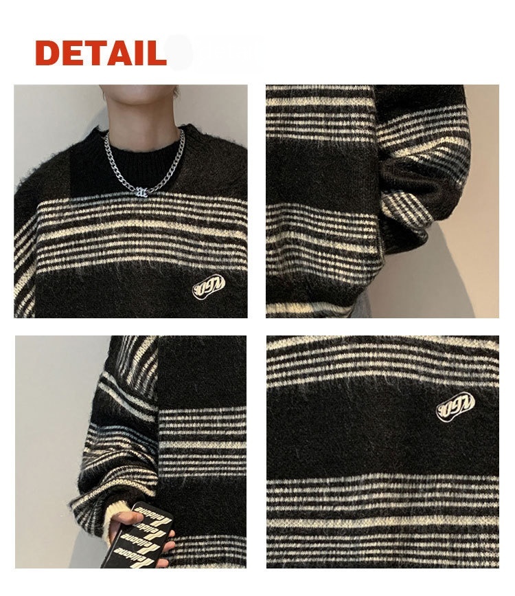 Men's Stylish Retro Minimalism Striped Sweater - Image 8