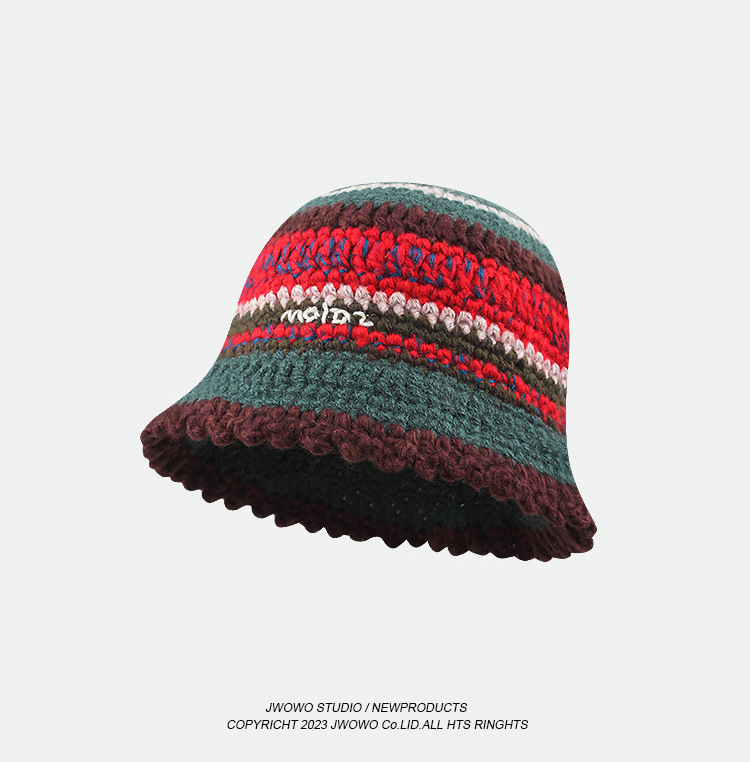 Retro Color Handmade Knitted Fisherman Hat - Image 6