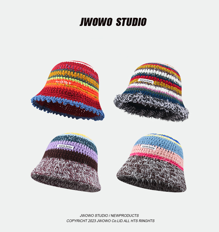 Retro Color Handmade Knitted Fisherman Hat - Image 8