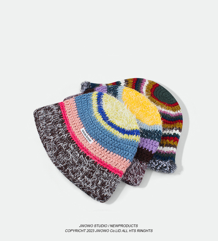 Retro Color Handmade Knitted Fisherman Hat - Image 1