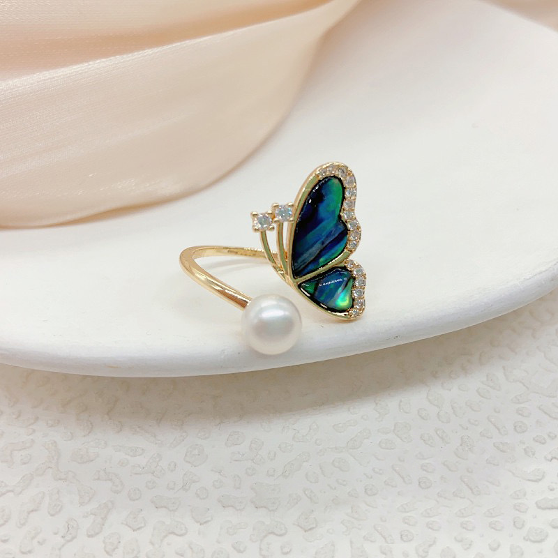 Butterfly Adjustable Freshwater Pearl Fashion Ring