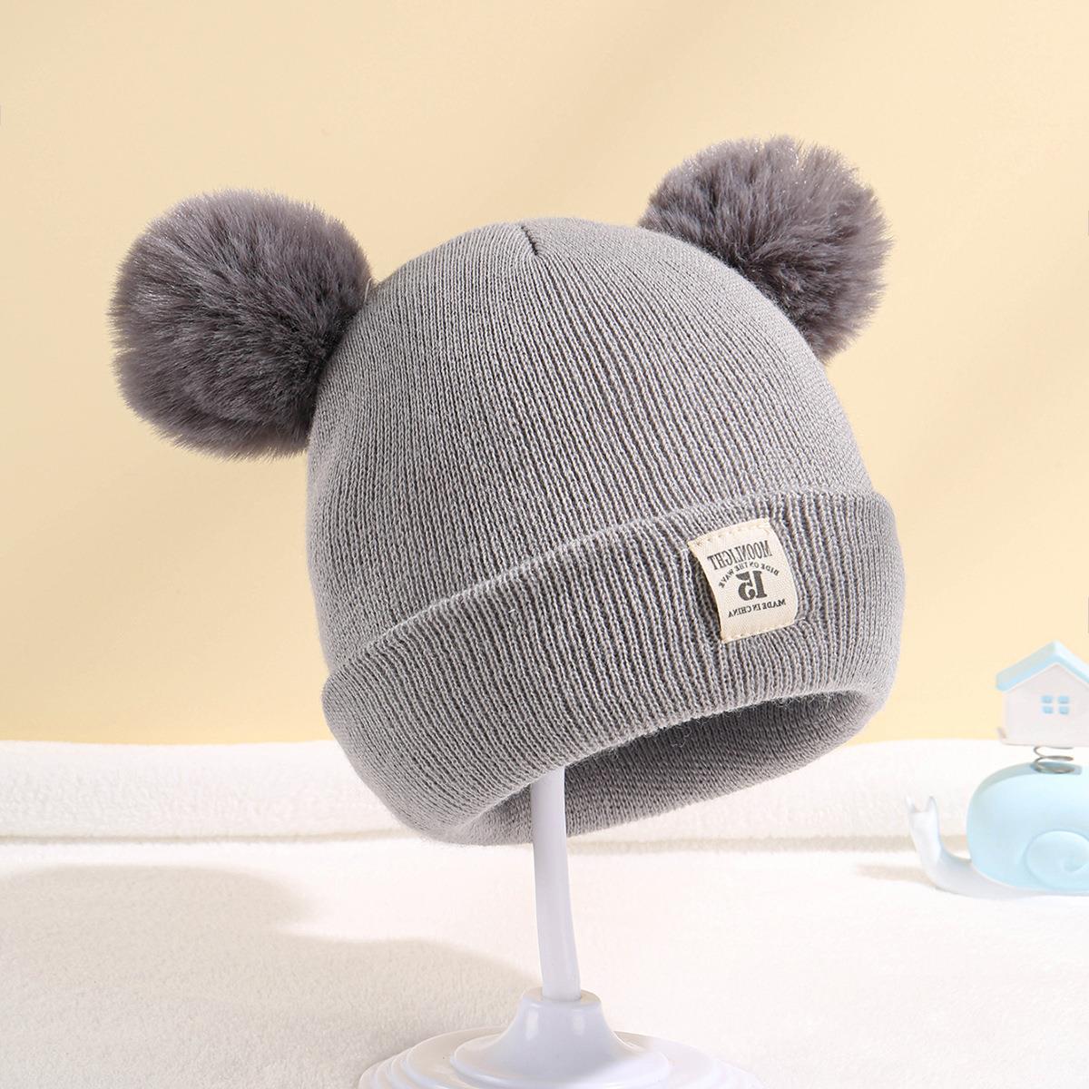 Children's Wool Double Ball Hat Image 2