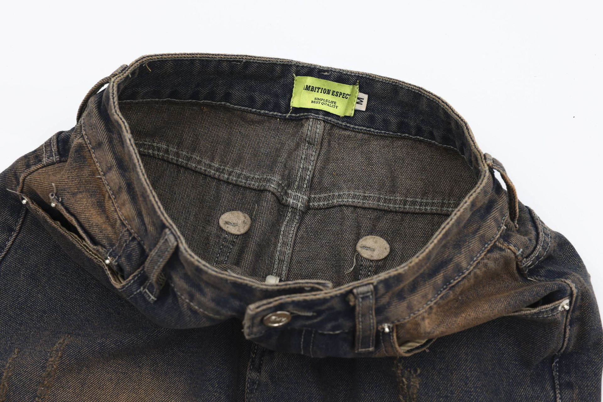 American Street Fashion Wash Denim Trousers