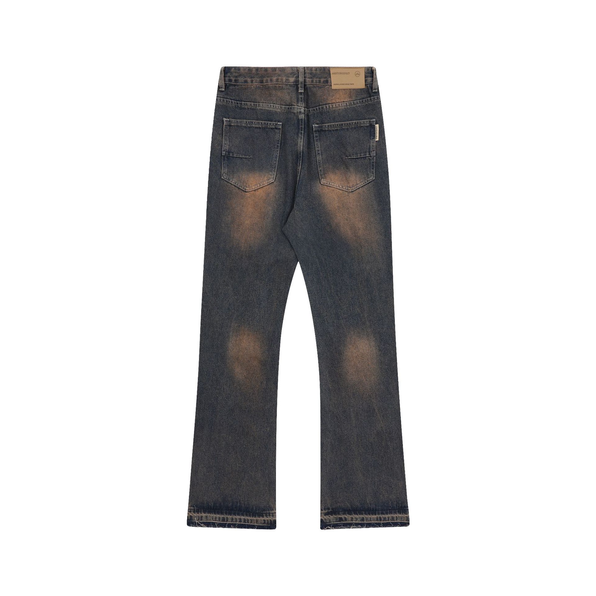 American Street Fashion Wash Denim Trousers