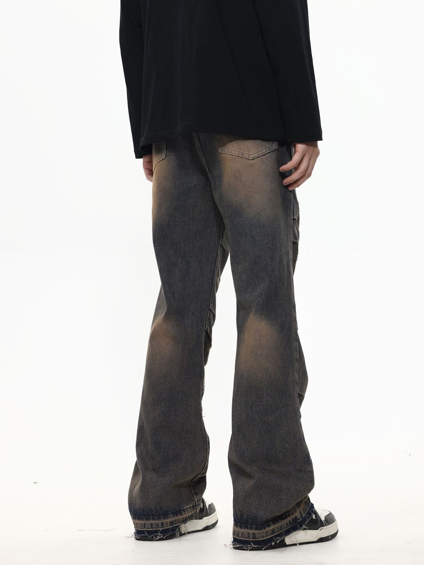 American Street Fashion Wash Denim Trousers