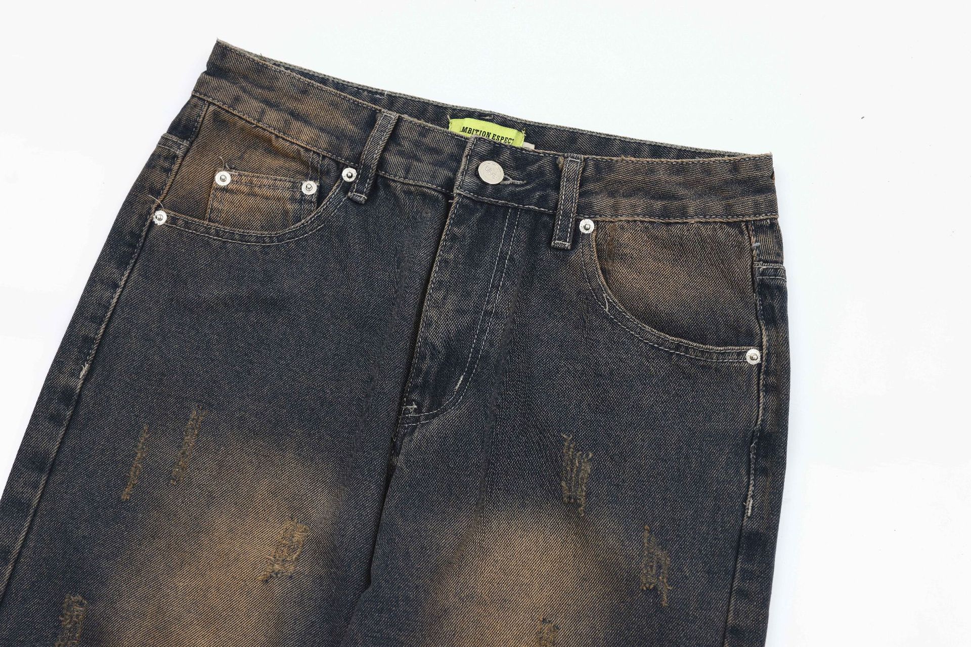 American Street Fashion Wash Denim Trousers