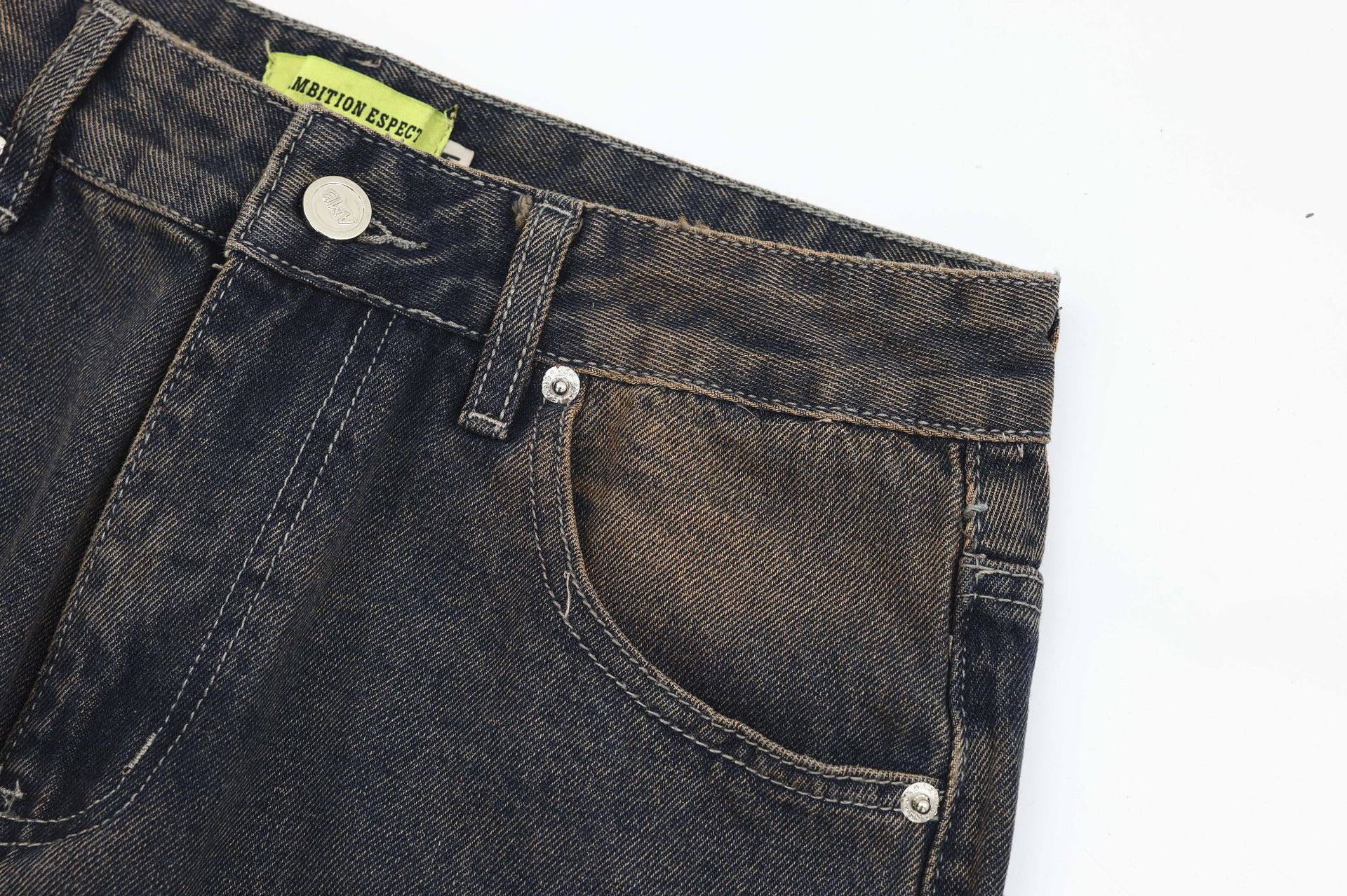 American Street Fashion Wash Denim Trousers