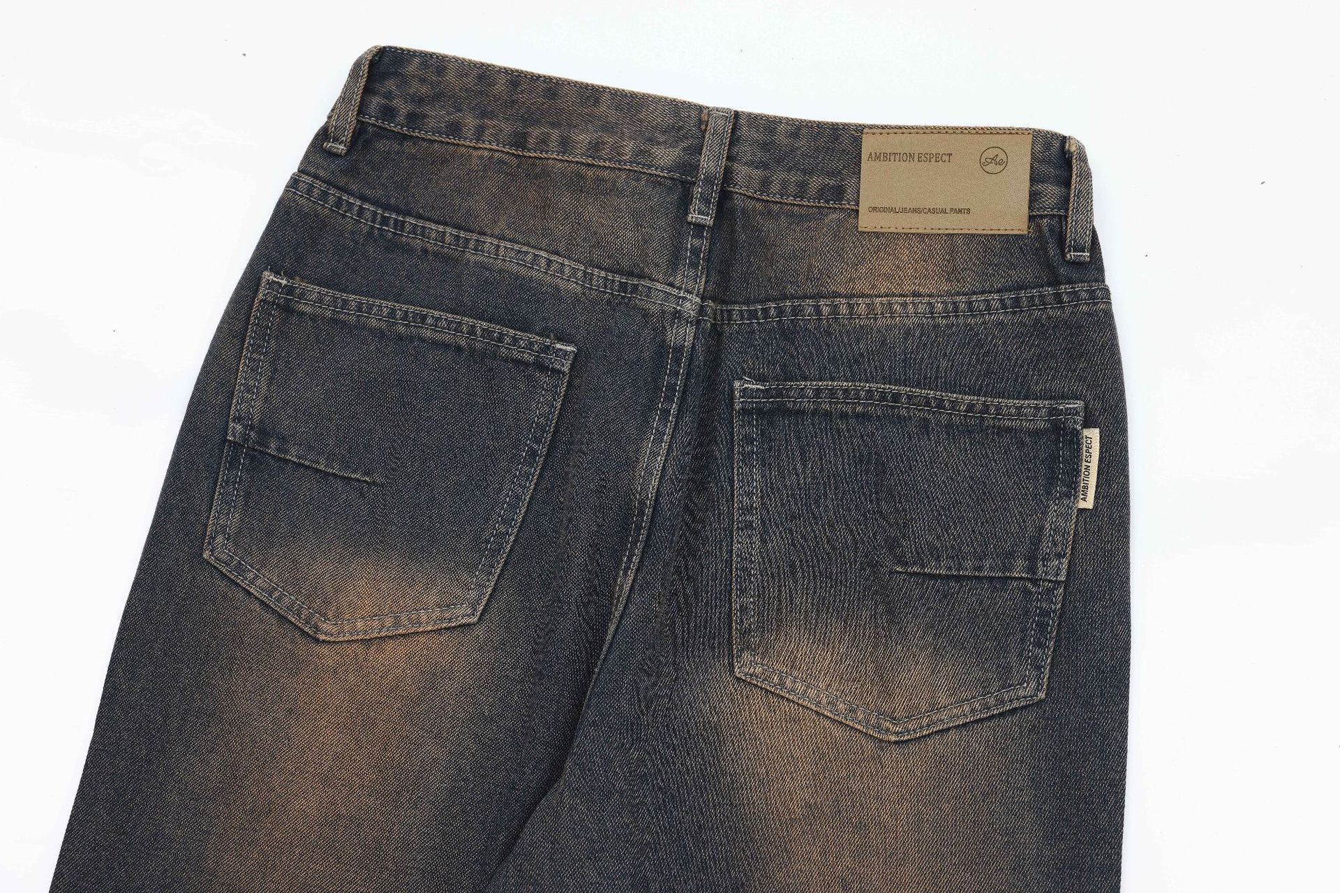American Street Fashion Wash Denim Trousers