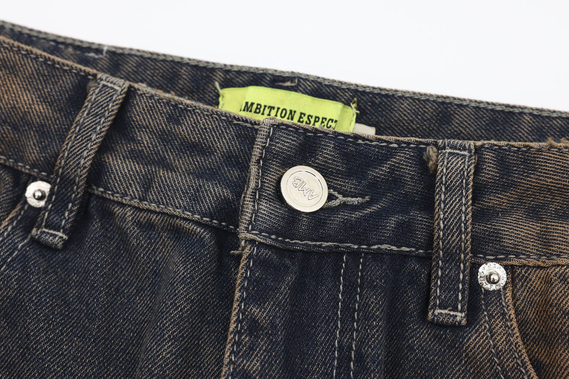 American Street Fashion Wash Denim Trousers