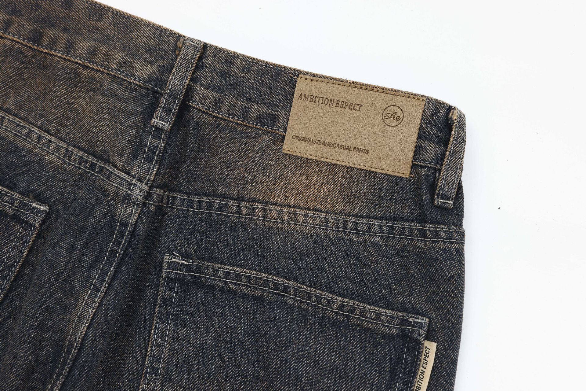 American Street Fashion Wash Denim Trousers